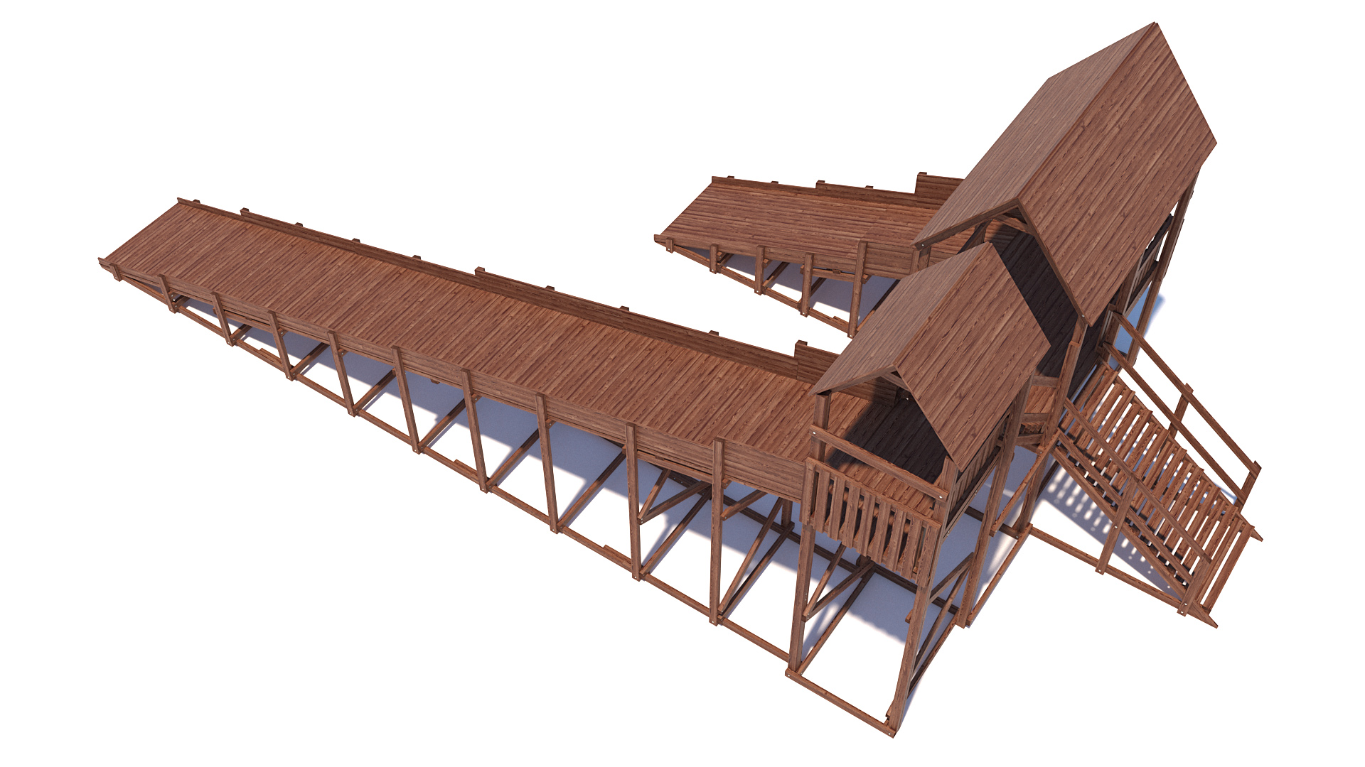 Зимняя деревянная горка Winter W-11 с крышей (длина ската 4,3м и 10м) 