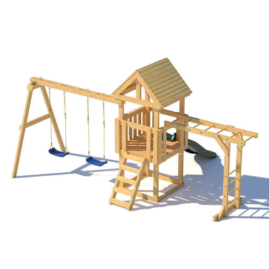Детская площадка  Junior Color J3 с деревянной крышей