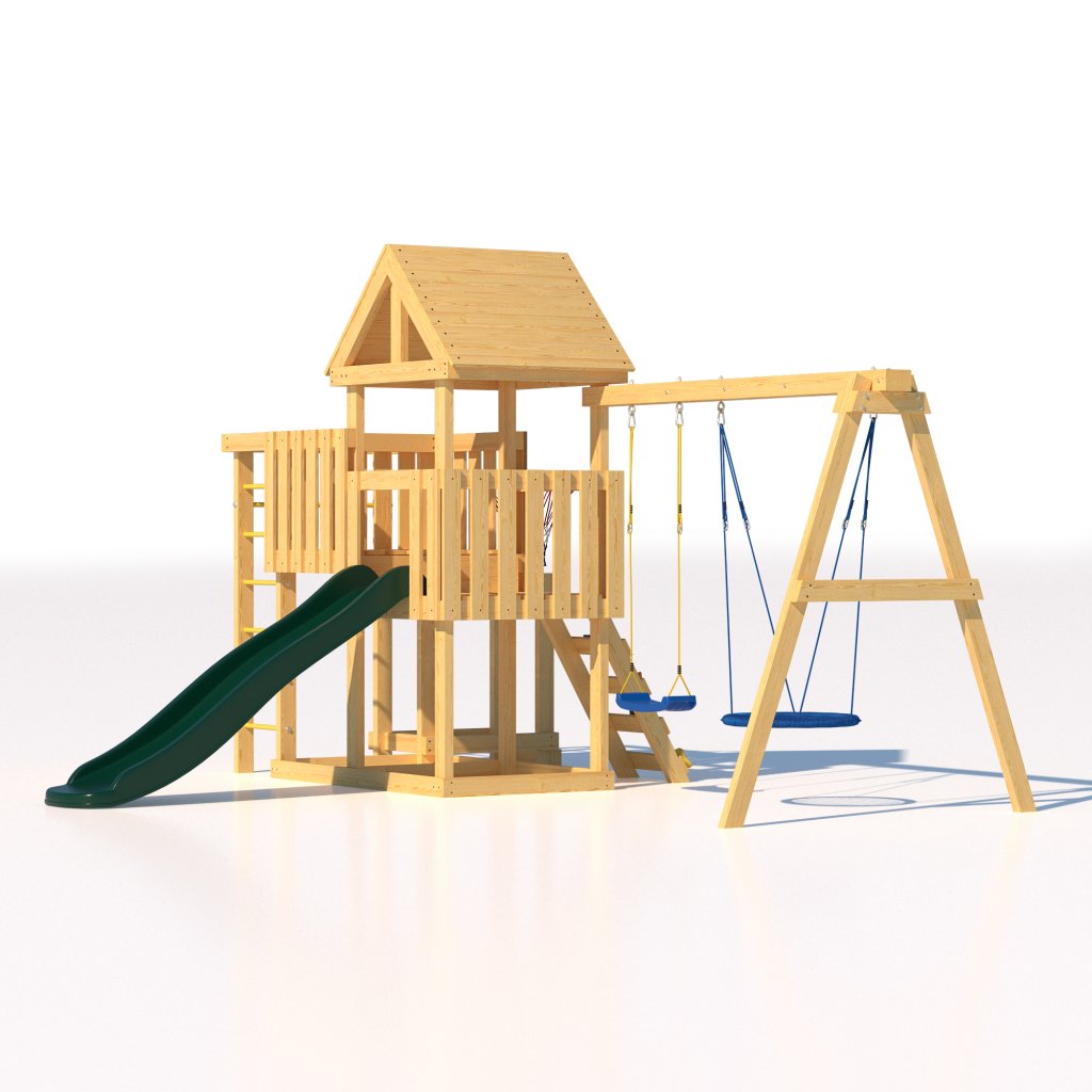 Детская площадка  Junior Color J9 с деревянной крышей