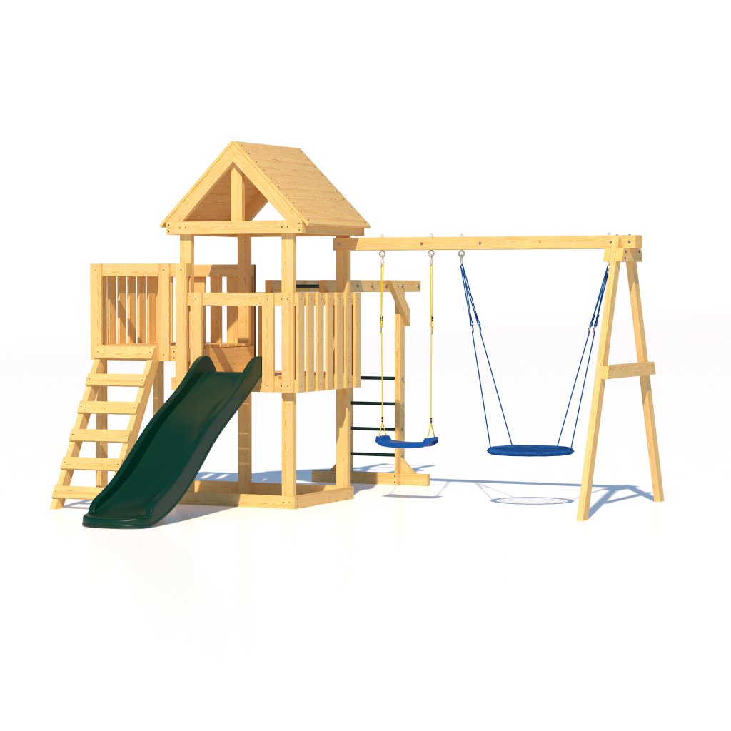 Детская площадка  Junior Color J5 с деревянной крышей