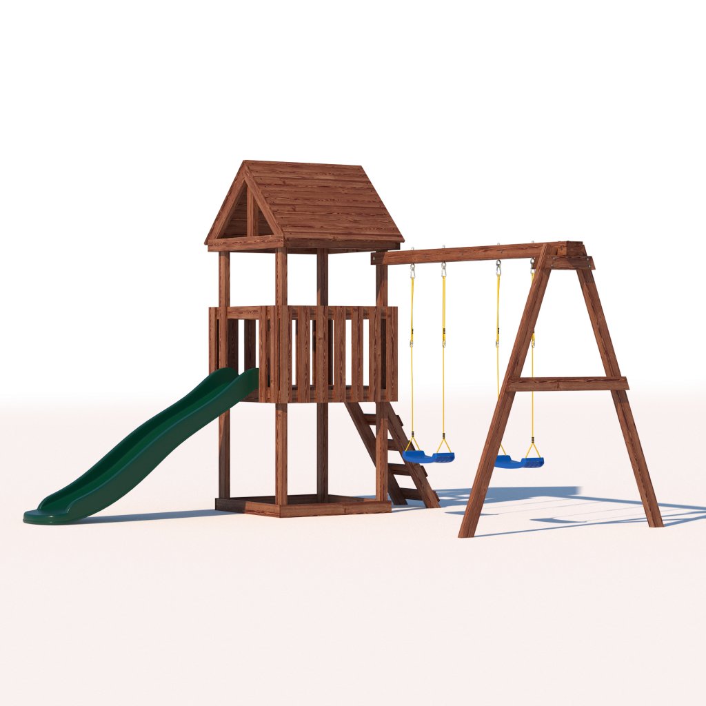 Детская площадка  Junior Color JC1 с деревянной крышей