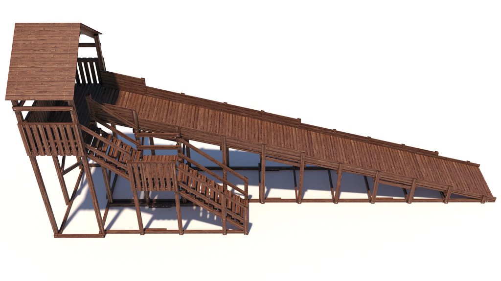 Зимняя деревянная горка Winter WF-10 с крышей (длина ската 10 м) 