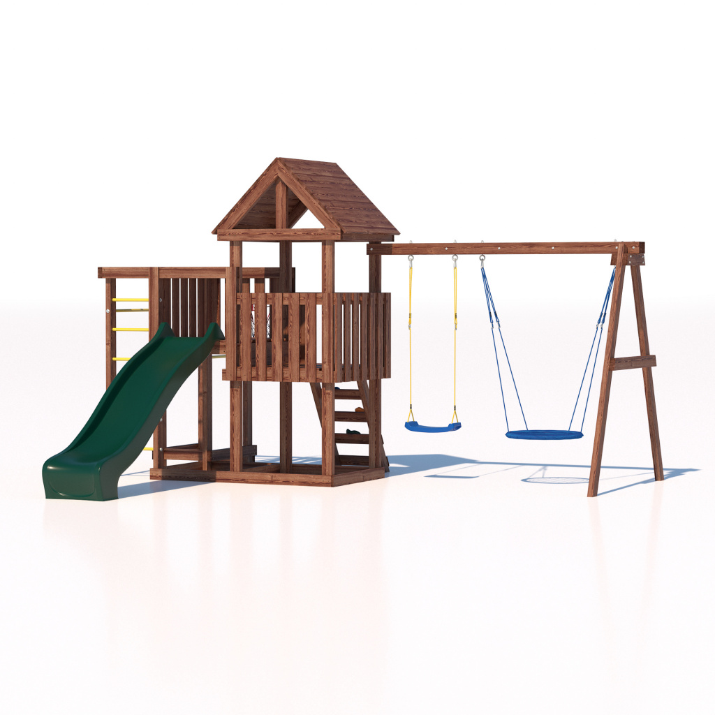Детская площадка  Junior Color JC9 с деревянной крышей
