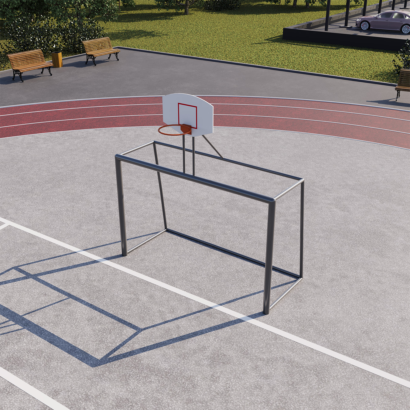 Ворота для минифутбола (гандбола) с баскетбольным щитом СВС-97-1