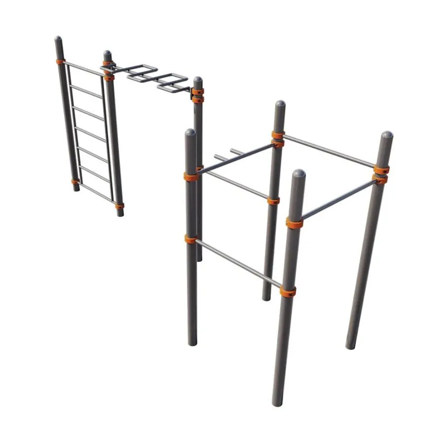 Рукоход змейка со шведской стенкой и пятью турниками 